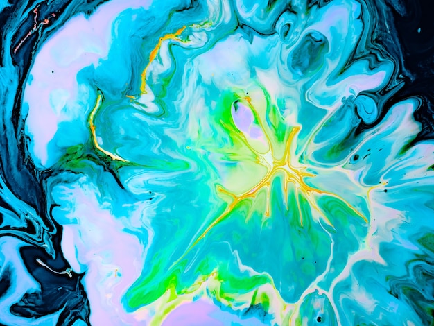 Abstract Colorful Marble Forms for Creative Designs Made with Liquid Acrylic Paint in Motion