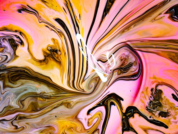 Abstract Colorful Marble Forms for Creative Designs Made with Liquid Acrylic Paint in Motion