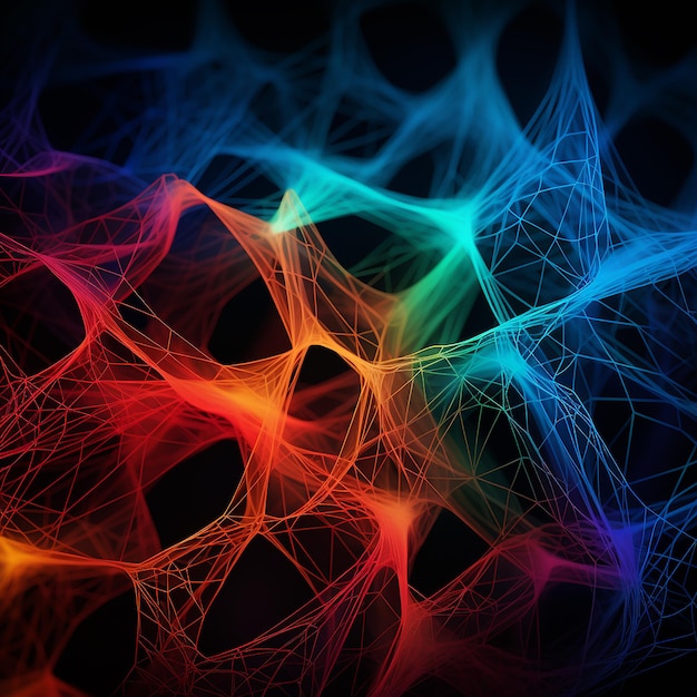 Abstract colorful mesh on black background