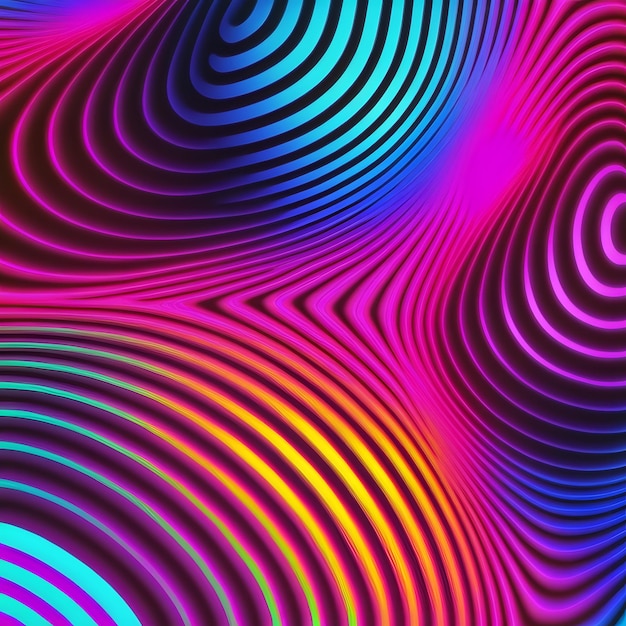 Abstract colorful neon lines background neural network generated art