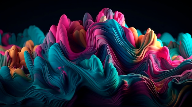 Abstract colorful paint flow Wave liquid shape Dynamic mixture of acrylic paints Generative AI