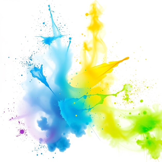 Photo abstract colorful paint splatter isolated on white