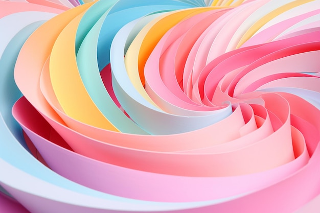 Abstract colorful paper flower closeup background Paper quilling swirl in pastel colours Handmade origami paper flowers AI generated image