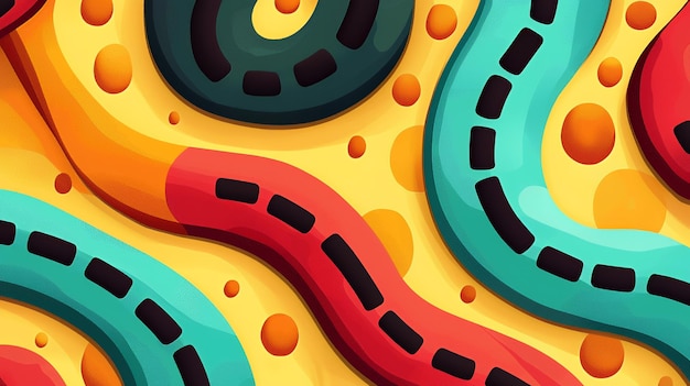 Photo abstract colorful pattern with wavy lines and circles