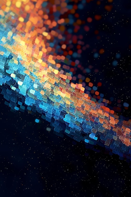 Photo abstract colorful pixelated flow on dark background