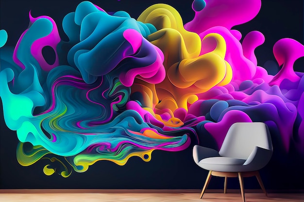 Abstract colorful room 3D illustration 3D rendering