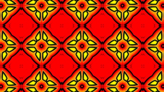 Abstract Colorful Shiny and Hypnotic Concept Symmetric Pattern Ornamental Decorative Kaleidoscope Movement Geometric Circle and Star Shapes