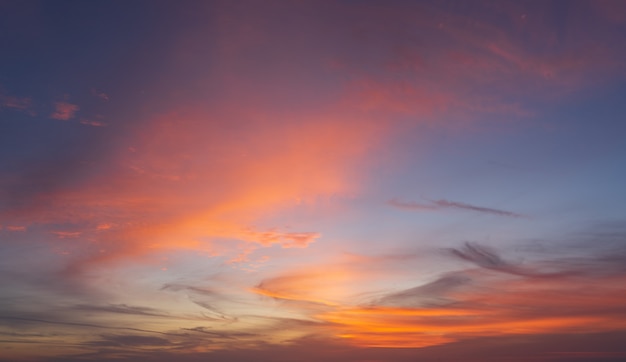 Abstract Colorful sky with sunset view in the evening or sunrise and clouds background