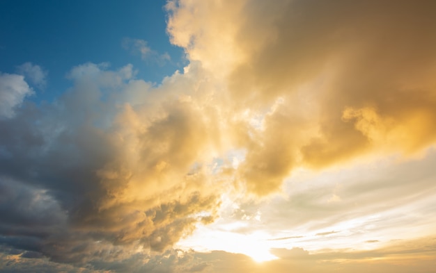 Abstract Colorful sky with sunset view in the evening or sunrise and clouds background