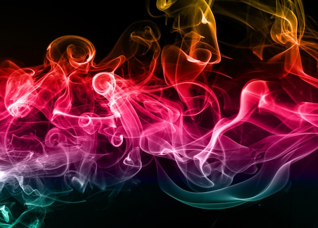 Abstract colorful smoke on black