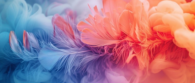 Abstract colorful smoke in blue pink and orange hues