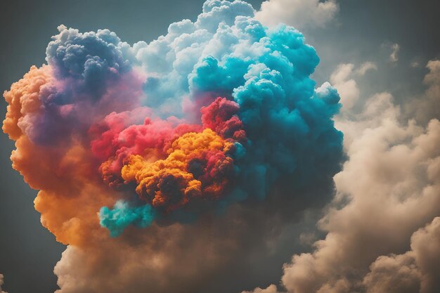 Abstract colorful smoke cloud in the air generative art by AI