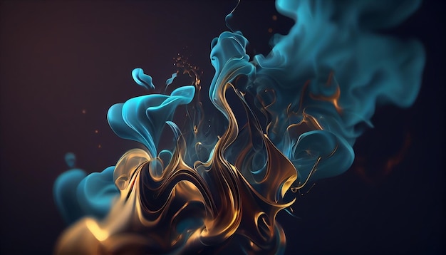 Abstract colorful smoke on dark backgroundgenerative ai