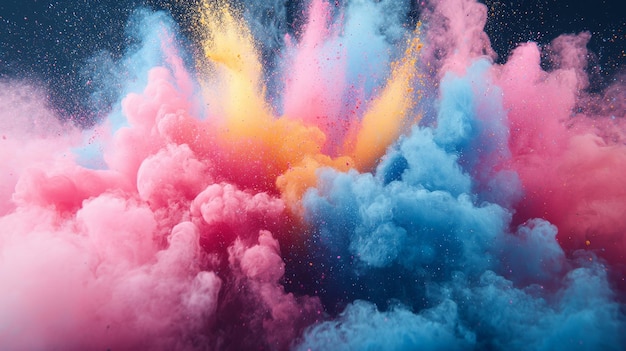 Abstract colorful smoke explosion on black background perfect for creative design projects