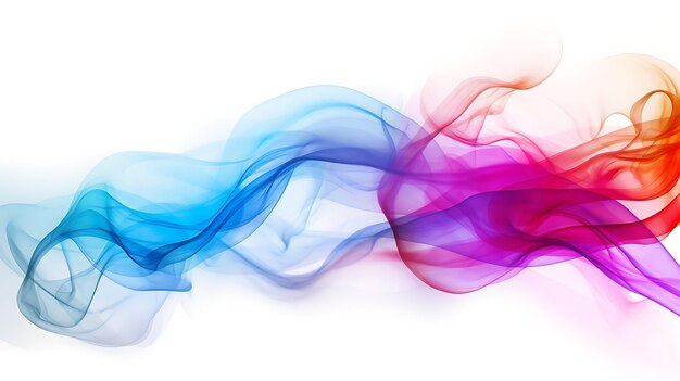 Photo abstract colorful smoke swirl on white background