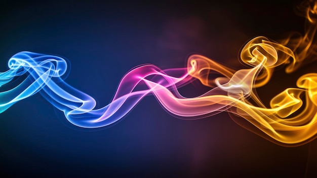 Photo abstract colorful smoke swirls on black background