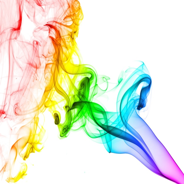 Abstract colorful smoke on white background