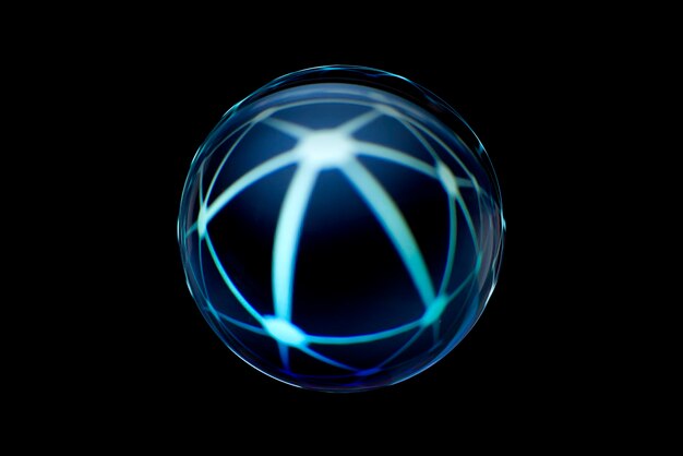 Photo abstract colorful sphere isolated on black magic ball on black