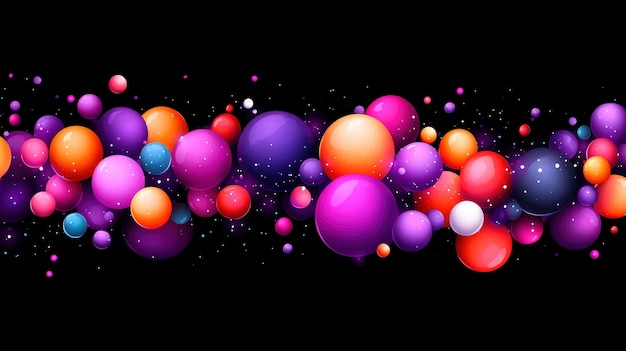 Abstract Colorful Spheres on Black Background