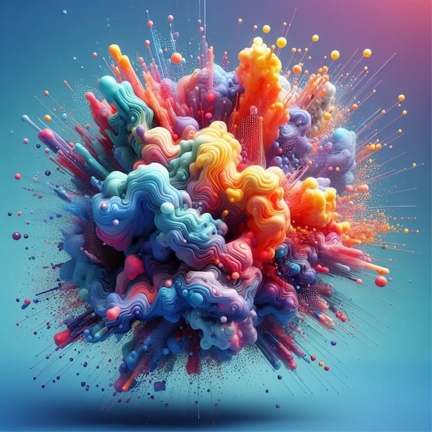 Abstract colorful splash 3d background generative ai background