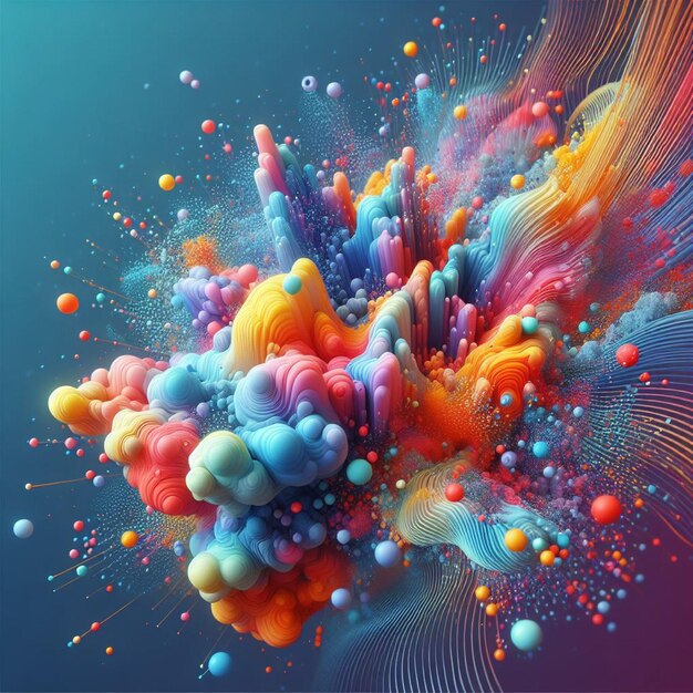 Abstract colorful splash 3d background generative ai background