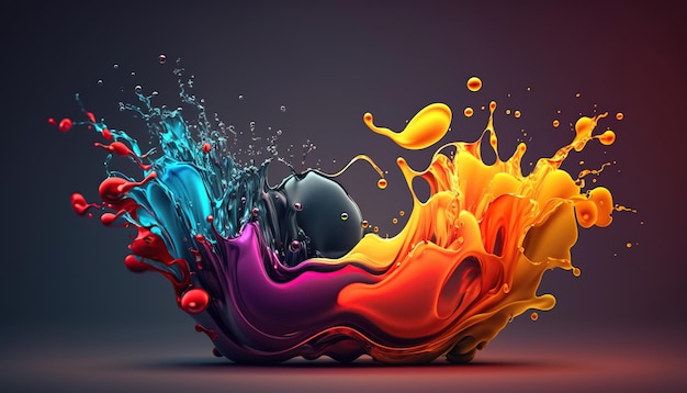 Abstract colorful splash 3d background generative ai background