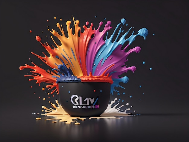 Abstract colorful splash 3d black background Generated Ai