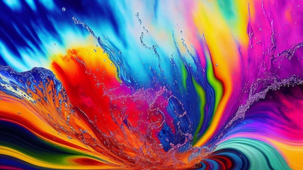 Abstract colorful splash on water wave generative art by AI