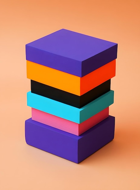 Photo abstract colorful stacked blocks minimalist geometric shapes