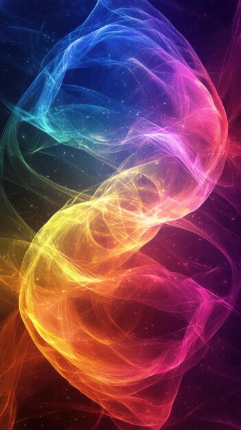 Abstract Colorful Swirling Light with a Starry Background