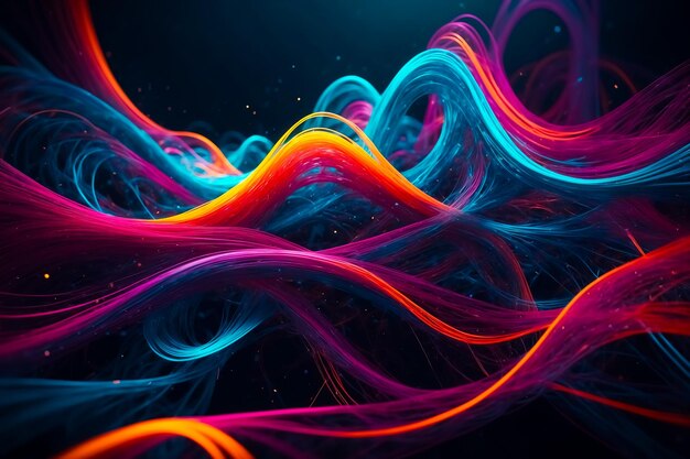 Photo abstract colorful swirling lines on a dark background