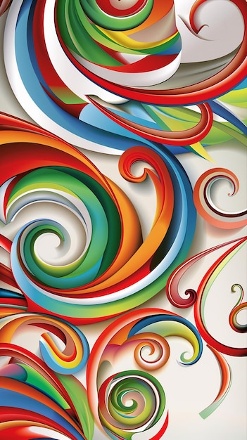 Photo abstract colorful swirls with elegant wavy reflection