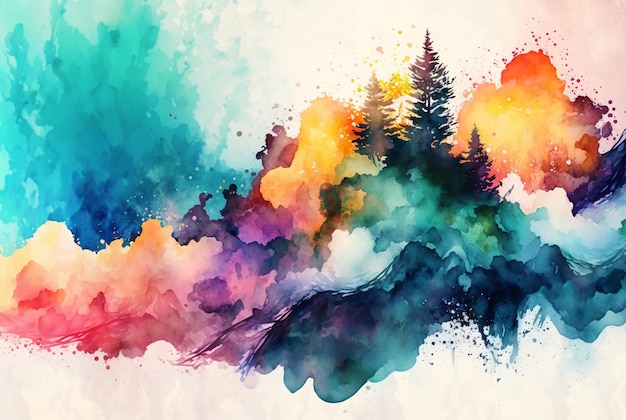 Abstract colorful watercolor background Generative AI