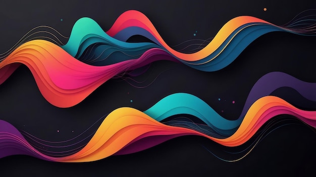 Abstract colorful wave design on a dark background