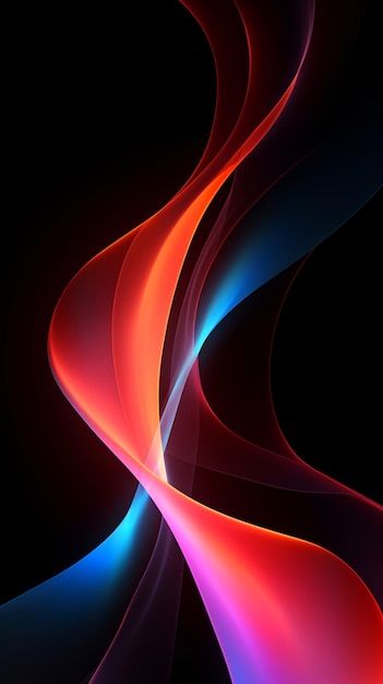 Abstract colorful waves black background wallpaper for phone