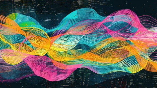 Abstract colorful waves representing movement and energy in a vibrant digital artwork