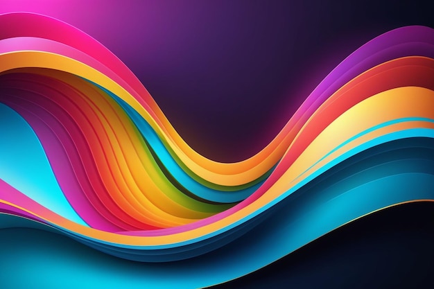 Abstract colorful wavy on a dark background vibrant colors horizontal composition