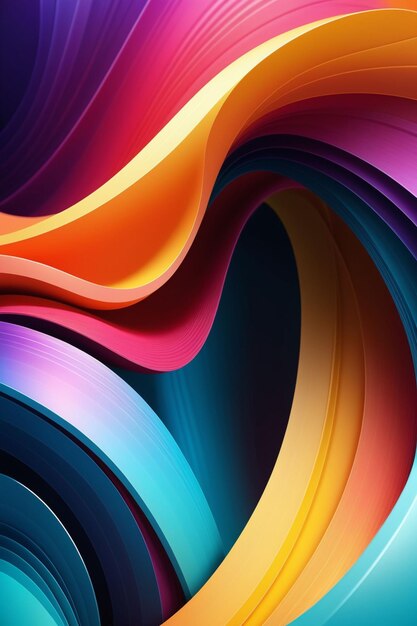 Abstract colorful wavy on a dark background vibrant colors vertical composition