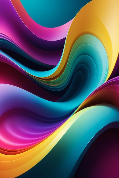 Abstract colorful wavy on a dark background vibrant colors vertical composition