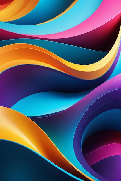 Abstract colorful wavy on a dark background vibrant colors vertical composition