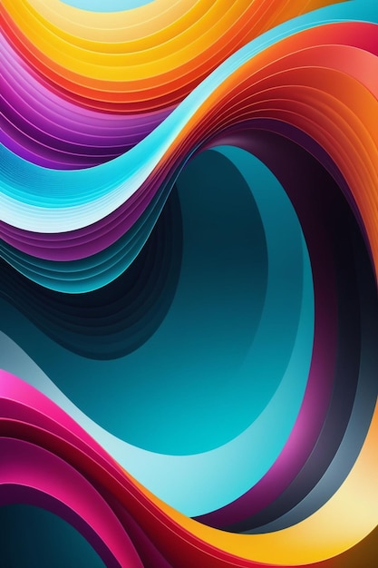 Abstract colorful wavy on a dark background vibrant colors vertical composition