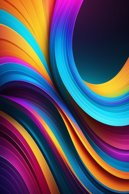 Photo abstract colorful wavy on a dark background vibrant colors vertical composition