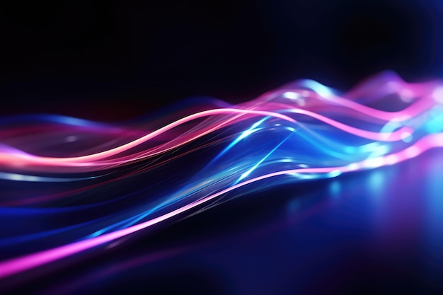 Abstract colorful wavy lines on black background