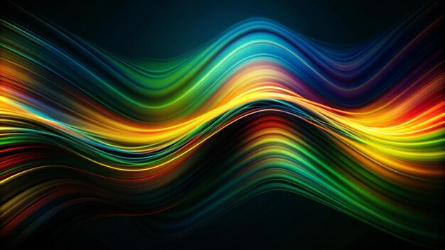 Abstract colorful wavy lines on a dark background