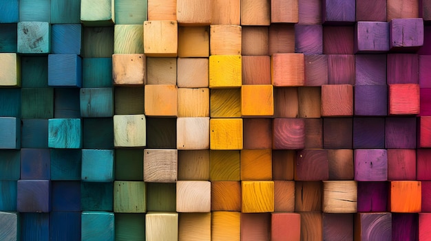 Abstract Colorful Wooden Block Wall Art