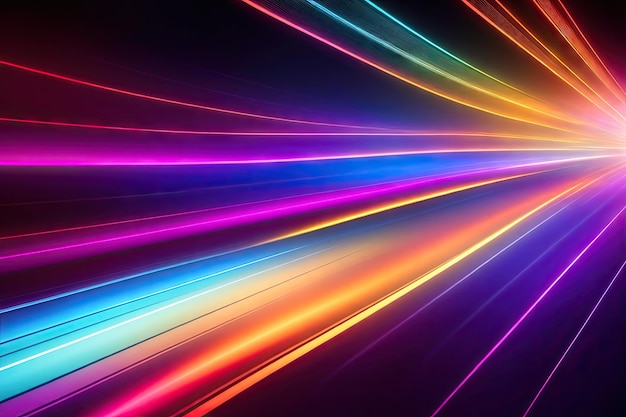 Abstract colorfull design background of light with stripes of colourful rays moving ai generative