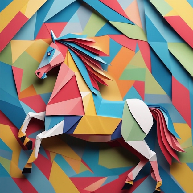 Abstract colorfull horse digital art ai generated