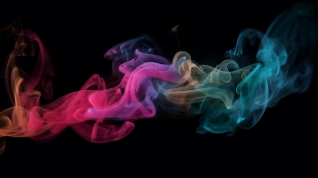 Abstract coloured smoke purple smoke black background wallpaper image AI generated art