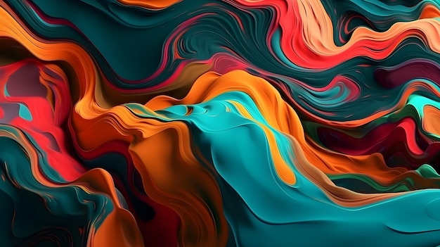 Abstract colourful liquid paint marble background generative ai