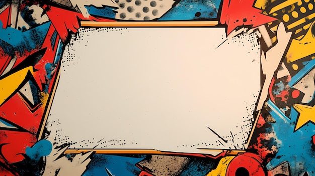 Photo abstract comic book style background with a white frame